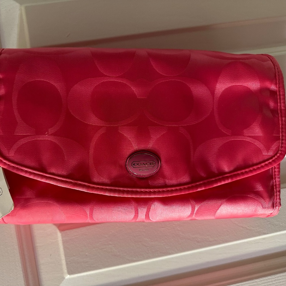 Pink Coach Signature Hanging Travel Organizer